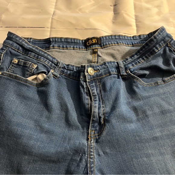 Blue DKIN Stretch Skinny / Straight Leg Jeans, Medium Wash, Size 22W - Picture 4 of 13